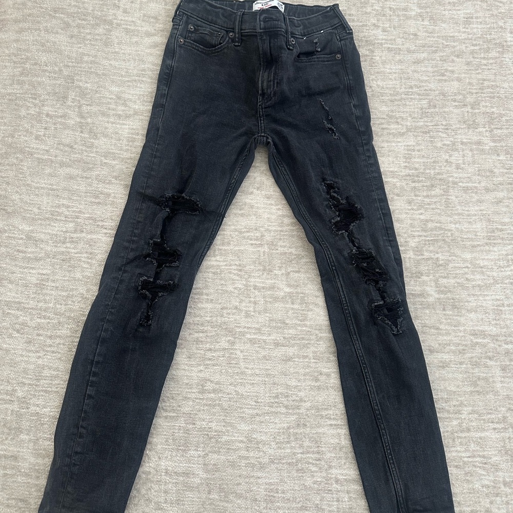 Abercrombie Kids Black Distressed Jeans